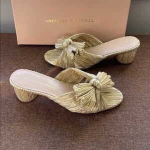 Loeffler Randall Emilia Gold Bow Mules, 8